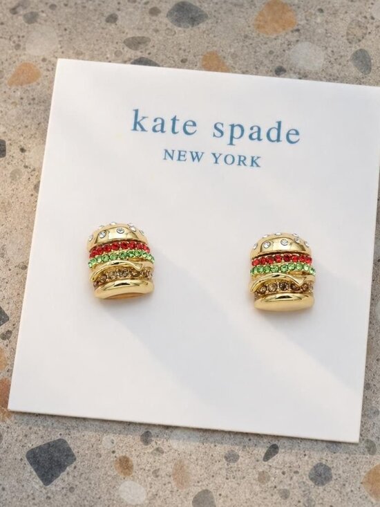 Kate Spade Jewelry - Kate Spade Fast Food Burger Stud Earrings Gold